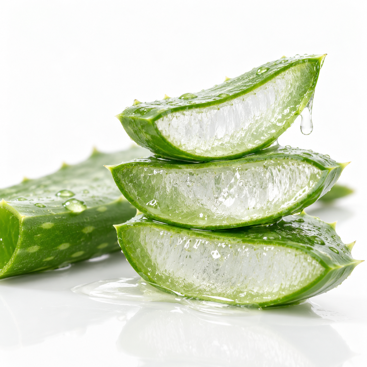 Sliced aloe vera leaves